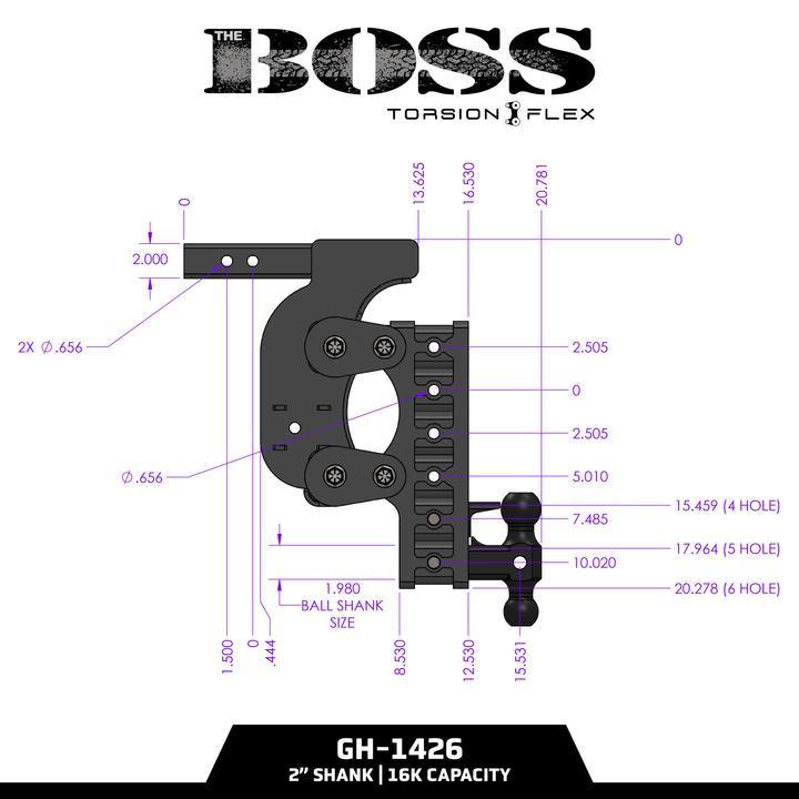 Gen Y Hitch BOSS 16K (Torsion-Flex) Drop Hitch - 2 Inch or 2.5 Inch Shank