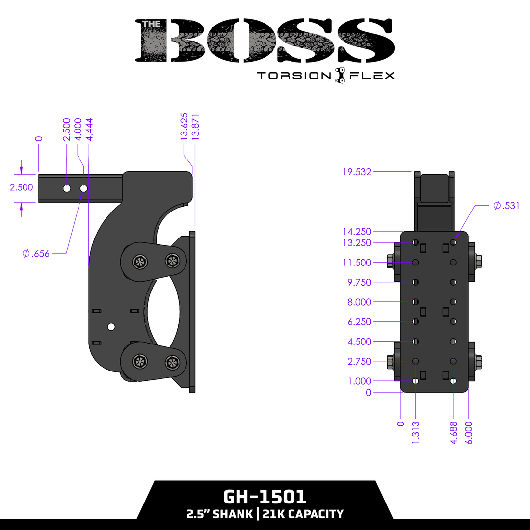 Gen Y Hitch BOSS (Torsion Flex) Pintle Plate - 2 Inch-3 Inch Shank