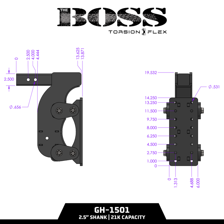Gen Y Hitch BOSS (Torsion Flex) Pintle Plate - 2 Inch-3 Inch Shank