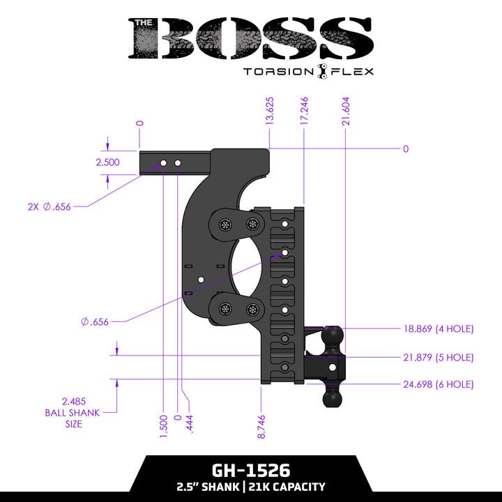 Gen Y Hitch BOSS 21K (Torsion-Flex) Drop Hitch - 2.5 Inch or 3 Inch Shank