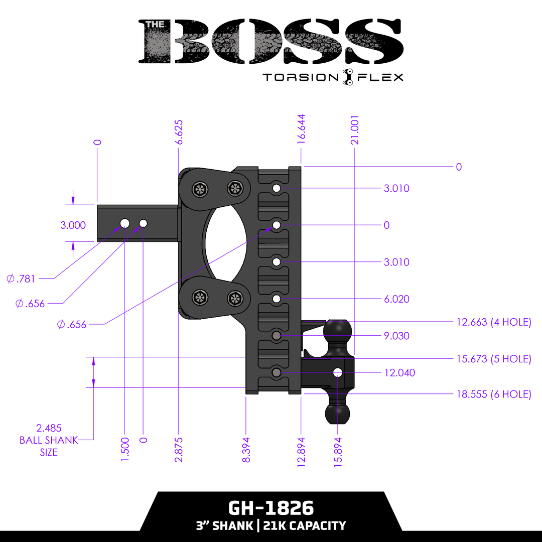 Gen Y Hitch BOSS 21K (Torsion-Flex) Drop Hitch - 2.5 Inch or 3 Inch Shank