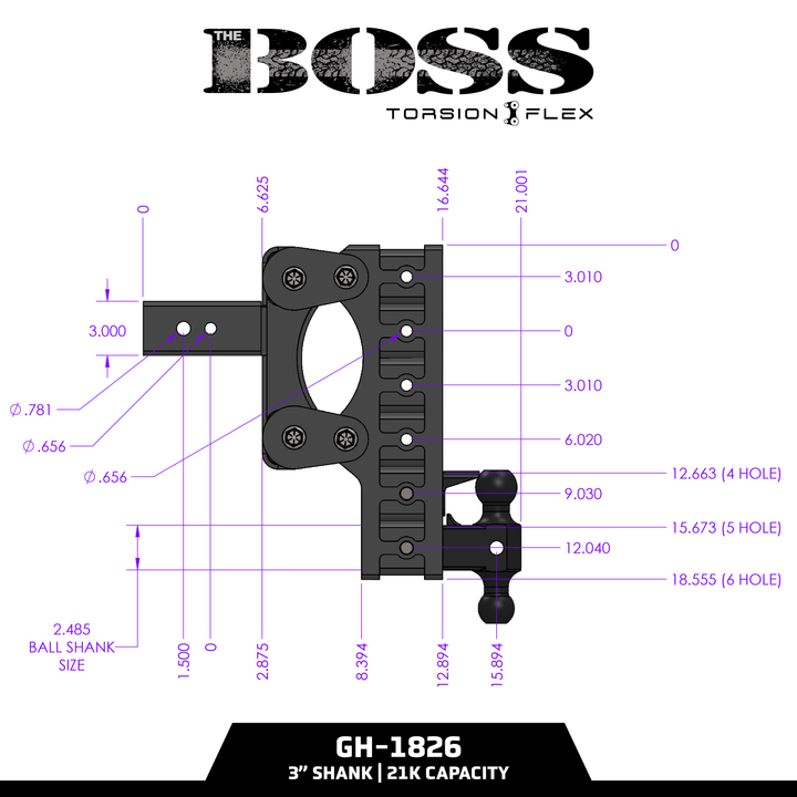 Gen Y Hitch BOSS 21K (Torsion-Flex) Drop Hitch - 2.5 Inch or 3 Inch Shank