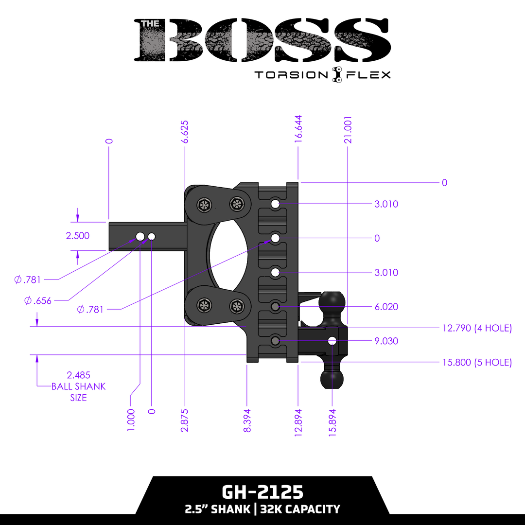 Gen Y Hitch BOSS 32K (Torsion-Flex) Drop Hitch - 2.5 Inch &amp; 3 Inch Shank