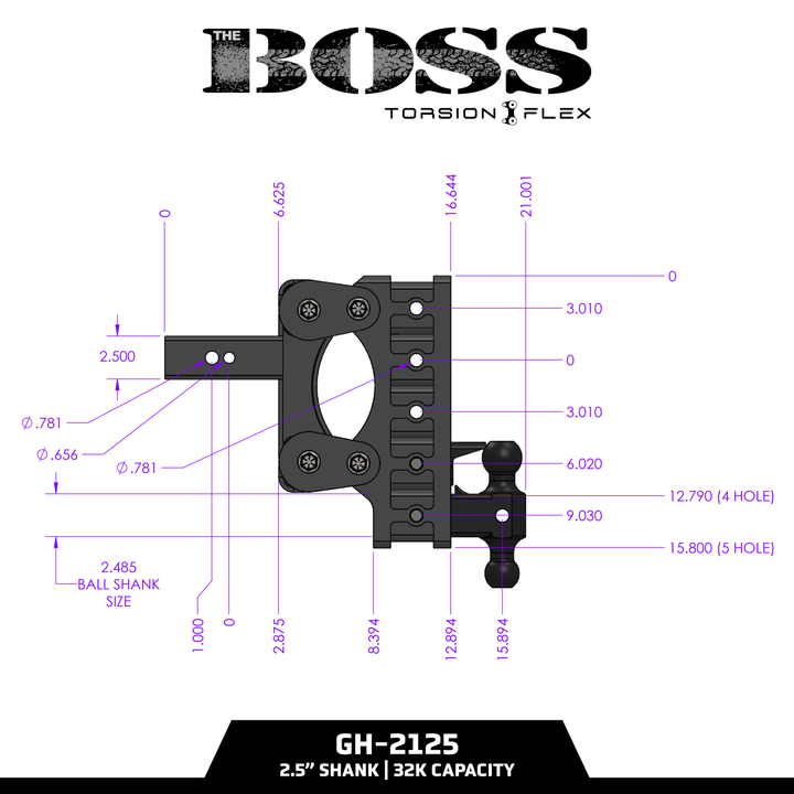 Gen Y Hitch BOSS 32K (Torsion-Flex) Drop Hitch - 2.5 Inch &amp; 3 Inch Shank