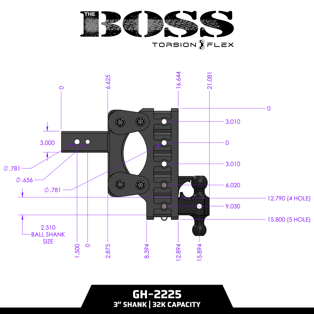 Gen Y Hitch BOSS 32K (Torsion-Flex) Drop Hitch - 2.5 Inch &amp; 3 Inch Shank