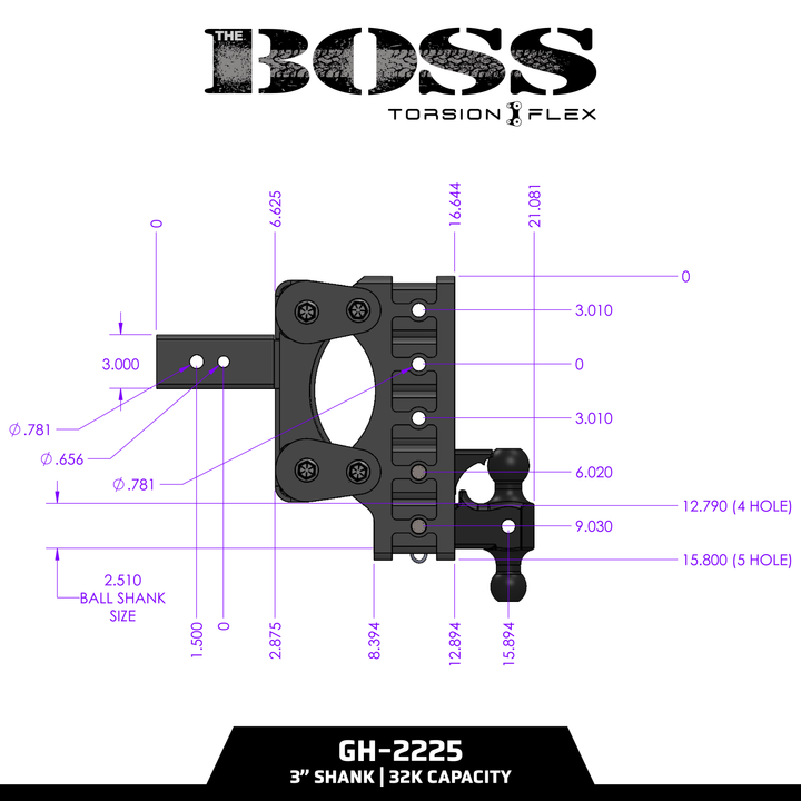 Gen Y Hitch BOSS 32K (Torsion-Flex) Drop Hitch - 2.5 Inch &amp; 3 Inch Shank