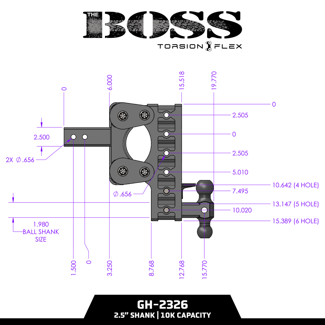 Gen Y Hitch BOSS 10K (Torsion-Flex) Drop Hitch - 2 Inch or 2.5 Inch Shank