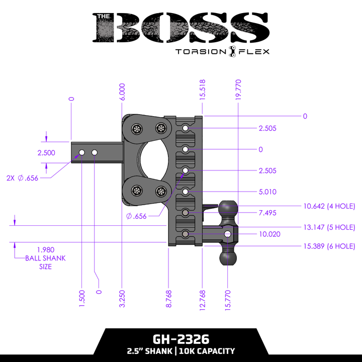 Gen Y Hitch BOSS 10K (Torsion-Flex) Drop Hitch - 2 Inch or 2.5 Inch Shank