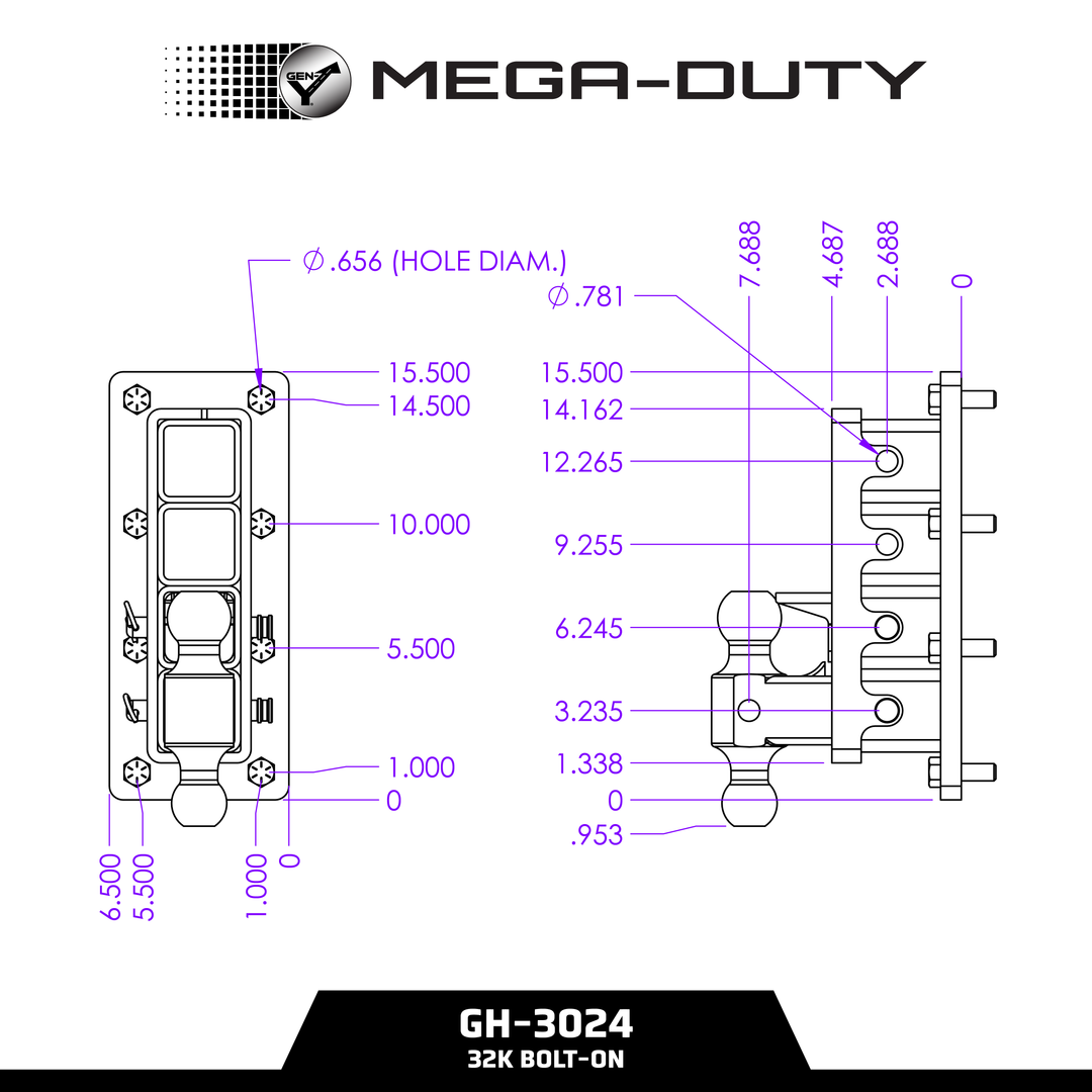 Gen Y Hitch MEGA-DUTY Bolt-On Adjustable Hitch