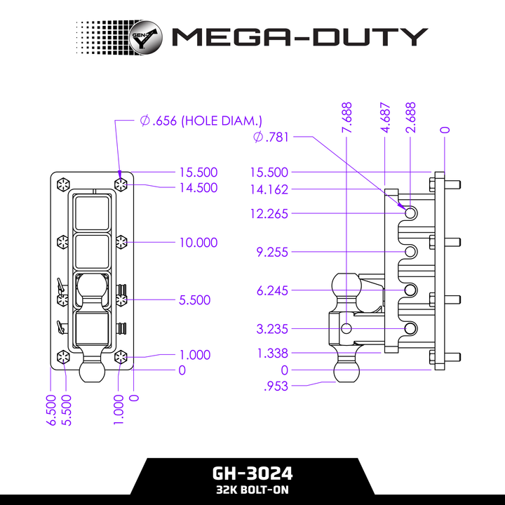 Gen Y Hitch MEGA-DUTY Bolt-On Adjustable Hitch