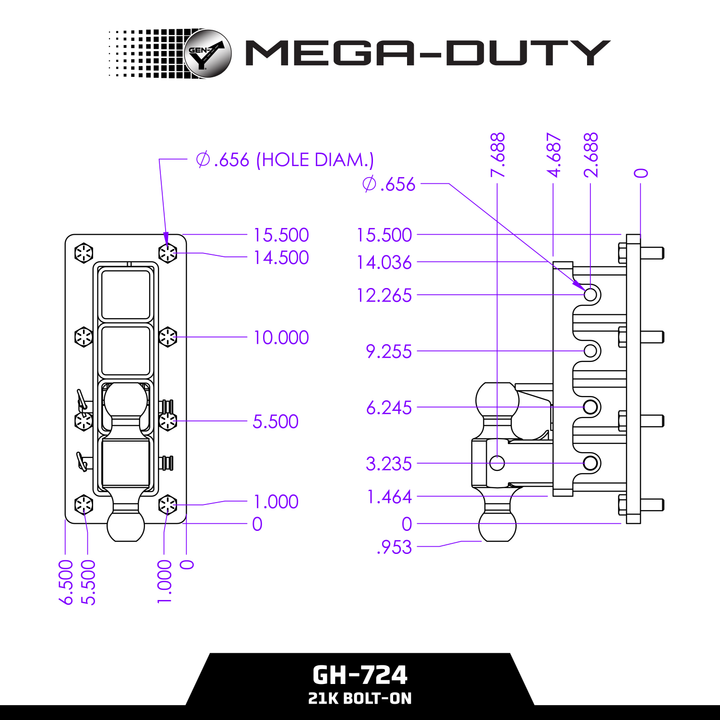 Gen Y Hitch MEGA-DUTY Bolt-On Adjustable Hitch