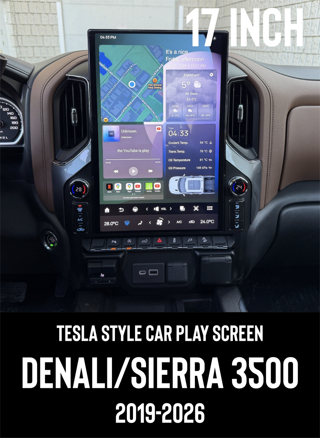 GMC Sierra &amp; Denali 3500 "BIG 17" Tesla Style Screen 2019-2026