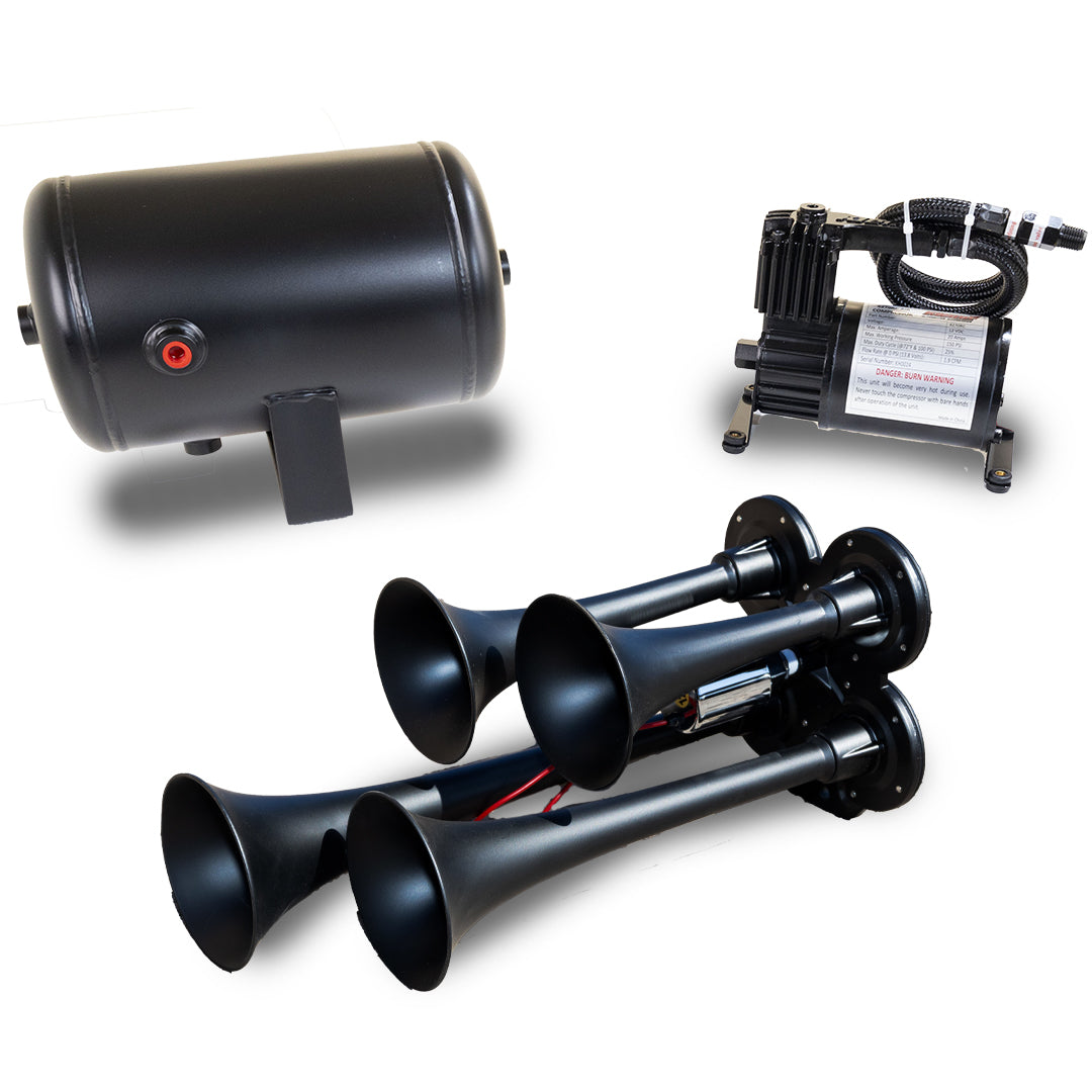 Kleinn ProBlaster HK4-1 Quad Black Horn Kit with 130 PSI Onboard Air - Universal - image 1