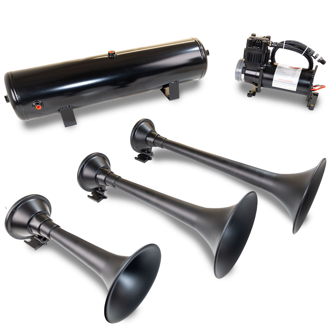 Kleinn ProBlaster HK9 Slimline Triple Black Horn Kit with 150 (200) PSI Onboard Air - Universal - image 1