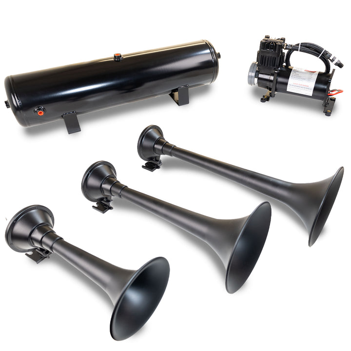 Kleinn ProBlaster HK9 Slimline Triple Black Horn Kit with 150 (200) PSI Onboard Air - Universal - image 1