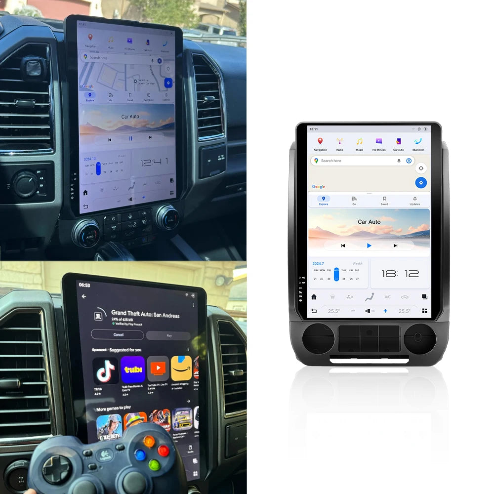 14.4 Inch Android 8+128GB for Ford F150 F250 2015-2021 Tesla Style Car GPS Navigation Multimedia Player Radio Tape Headunit HD