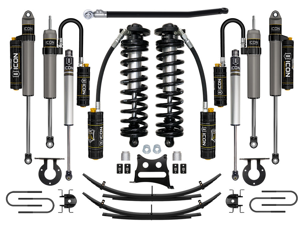 ICON Vehicle Dynamics 08-10 Ford F250/F350, 2.5-3" Lift, Stage 5 Coilover System w/ Leaf Springs