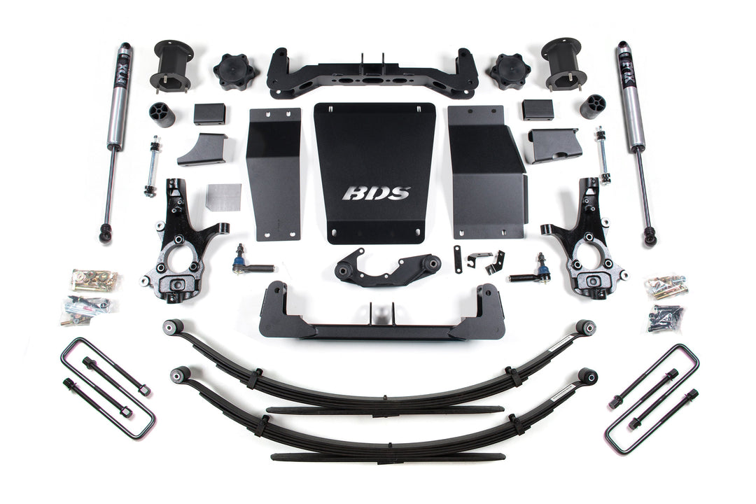 BDS Suspension 6.5 Inch Lift Kit Chevy Silverado or GMC Sierra 1500 2014-2018 4WD - Leaf Springs / FOX 2.0 Performance Series / Cast Steel