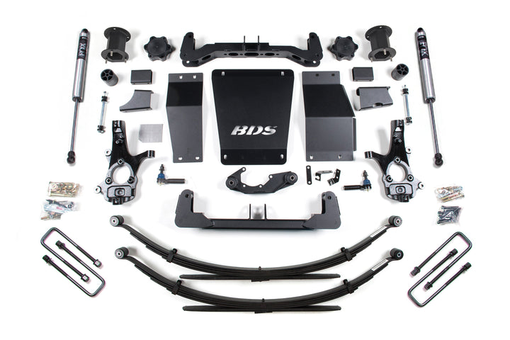 BDS Suspension 6.5 Inch Lift Kit Chevy Silverado or GMC Sierra 1500 2014-2018 4WD - Leaf Springs / FOX 2.0 Performance Series / Cast Steel