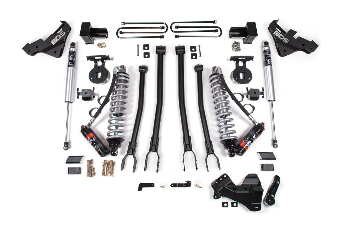 BDS Suspension 4 Inch Lift Kit w/ 4-Link FOX 2.5 Coilover Conversion - Performance Elite Ford F450 Super Duty 2020-2022 4WD - FOX 2.5 Performance Series