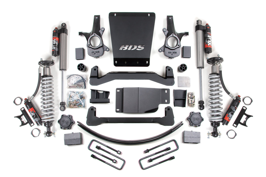 BDS Suspension 6 Inch Lift Kit FOX Performance Elite Coilover Chevy Silverado or GMC Sierra 1500 2007-2013 4WD - Block Kit and Add-A-Leaf / FOX 2.5 Performance Elite