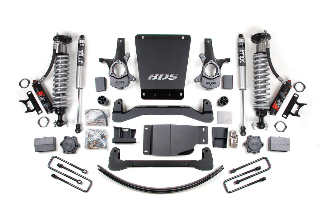 BDS Suspension 6 Inch Lift Kit FOX Performance Elite Coilover Chevy Silverado or GMC Sierra 1500 2007-2013 4WD - Block Kit and Add-A-Leaf / FOX 2.0 Performance Series