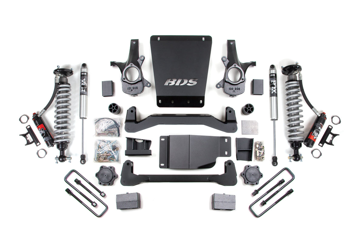 BDS Suspension 4 Inch Lift Kit FOX Performance Elite Coilover Chevy Silverado or GMC Sierra 1500 2007-2013 4WD - Block Kit / FOX 2.0 Performance Series