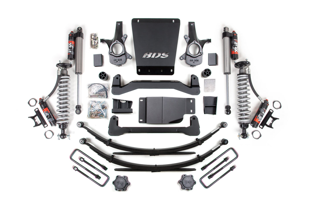 BDS Suspension 4 Inch Lift Kit FOX Performance Elite Coilover Chevy Silverado or GMC Sierra 1500 2007-2013 4WD - Leaf Springs / FOX 2.5 Performance Elite