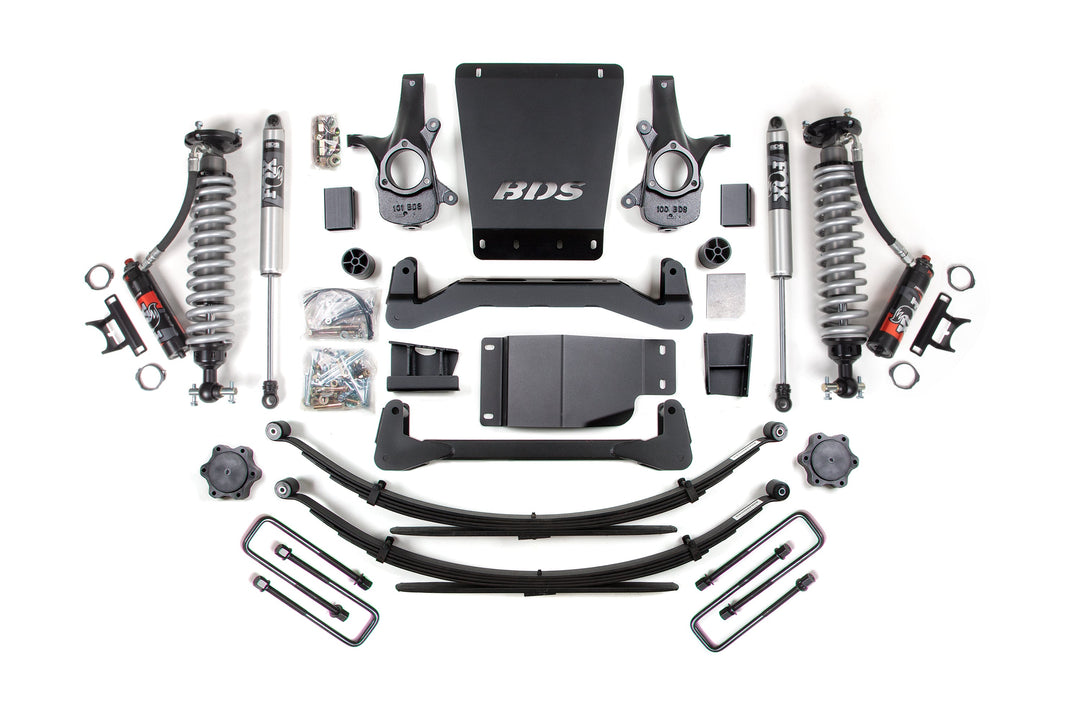BDS Suspension 4 Inch Lift Kit FOX Performance Elite Coilover Chevy Silverado or GMC Sierra 1500 2007-2013 4WD - Leaf Springs / FOX 2.0 Performance Series