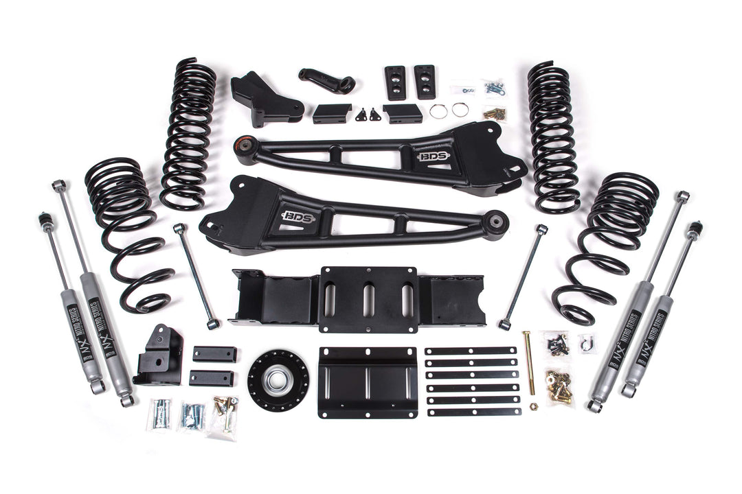 BDS Suspension 6 Inch Lift Kit w/ Radius Arms Extended Travel Ram 2500 2025-2027 4WD Diesel - Coil Spring/Bump Stop Extension – NX2 Nitro Series