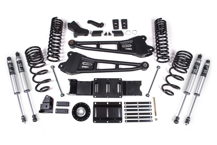 BDS Suspension 4 Inch Lift Kit w/ Radius Arm Extended Travel Ram 2500 2025-2027 4WD Diesel - Coil Spring/Bump Stop Extension – FOX 2.5 Performance Series HTO