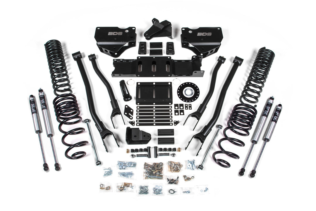 BDS Suspension 4 Inch Lift Kit w/ 4-Link Extended Travel Ram 2500 2025-2027 4WD Diesel - Coil Spring/Bump Stop Extension – FOX 2.0 Performance Series