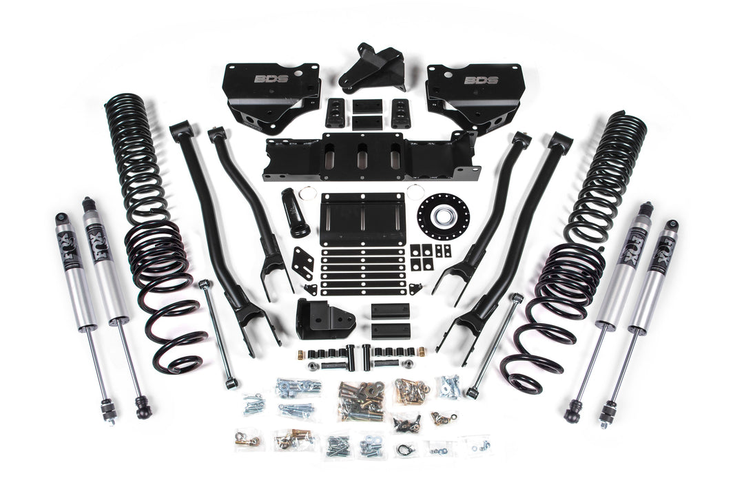 BDS Suspension 6 Inch Lift Kit w/ 4-Link Extended Travel Ram 2500 2025-2027 4WD Diesel - Coil Spring/Bump Stop Extension – FOX 2.5 Performance Series HTO