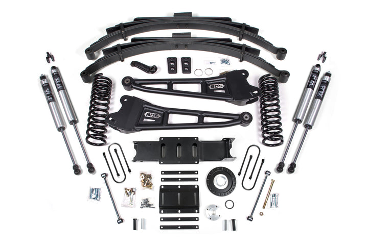 BDS Suspension 6 Inch Lift Kit w/ Radius Arm Ram 3500 2013-2018 4WD Diesel - 4.5 Inch Leaf Springs – 8 Bolt – FOX 2.0 Performance Series