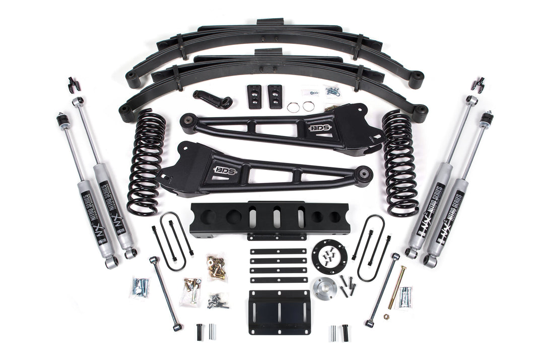 BDS Suspension 6 Inch Lift Kit w/ Radius Arm Ram 3500 2013-2018 4WD Diesel - 4.5 Inch Leaf Springs – 6 Bolt – NX2 Nitro Series