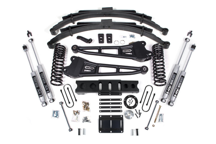 BDS Suspension 6 Inch Lift Kit w/ Radius Arm Ram 3500 2013-2018 4WD Diesel - 4.5 Inch Leaf Springs – 6 Bolt – NX2 Nitro Series