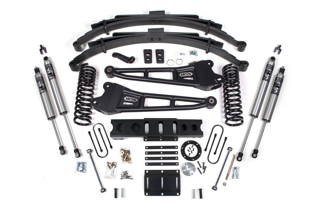 BDS Suspension 6 Inch Lift Kit w/ Radius Arm Ram 3500 2013-2018 4WD Diesel - 4.5 Inch Leaf Springs – 6 Bolt – FOX 2.5 Performance Series HTO