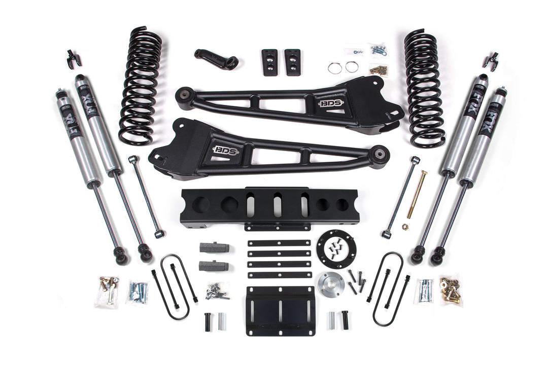 BDS Suspension 6 Inch Lift Kit w/ Radius Arm Ram 3500 2013-2018 4WD Diesel - 4 Inch Block Kit – 6 Bolt – FOX 2.0 Performance Series