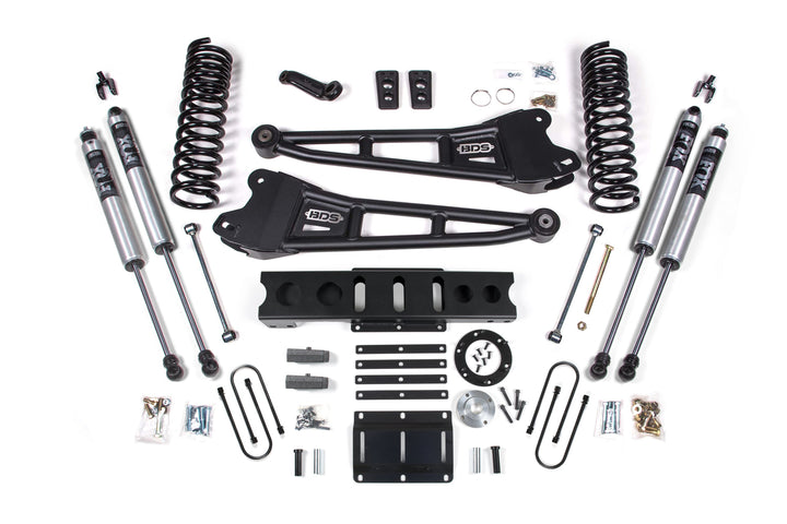 BDS Suspension 6 Inch Lift Kit w/ Radius Arm Ram 3500 2013-2018 4WD Diesel - 4 Inch Block Kit – 6 Bolt – FOX 2.0 Performance Series