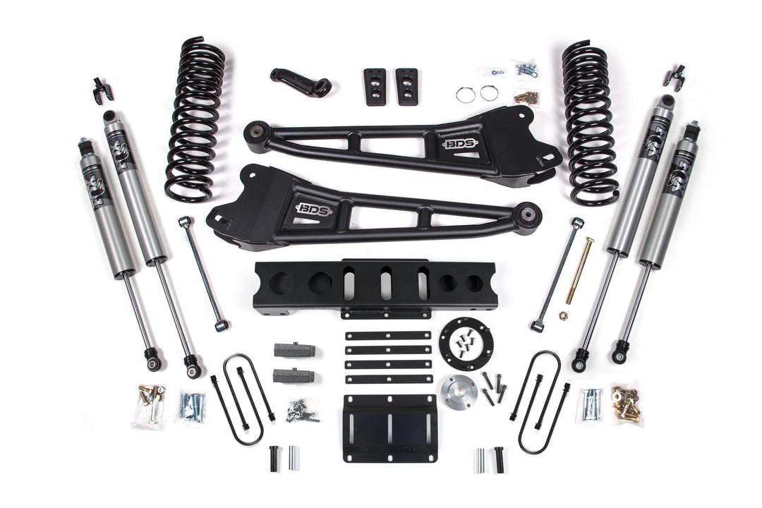 BDS Suspension 6 Inch Lift Kit w/ Radius Arm Ram 3500 2013-2018 4WD Diesel - 4 Inch Block Kit – 6 Bolt – FOX 2.5 Performance Series HTO