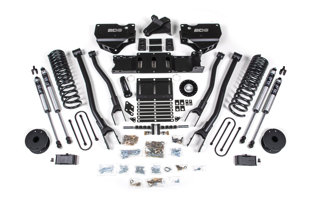 BDS Suspension 4 Inch Lift Kit w/ 4-Link Extended Travel Ram 3500 2025-2027 4WD Diesel - Coil Spring/Bump Stop Extension – FOX 2.0 Performance Series – 3 Inch Block Kit with OE Air Assist