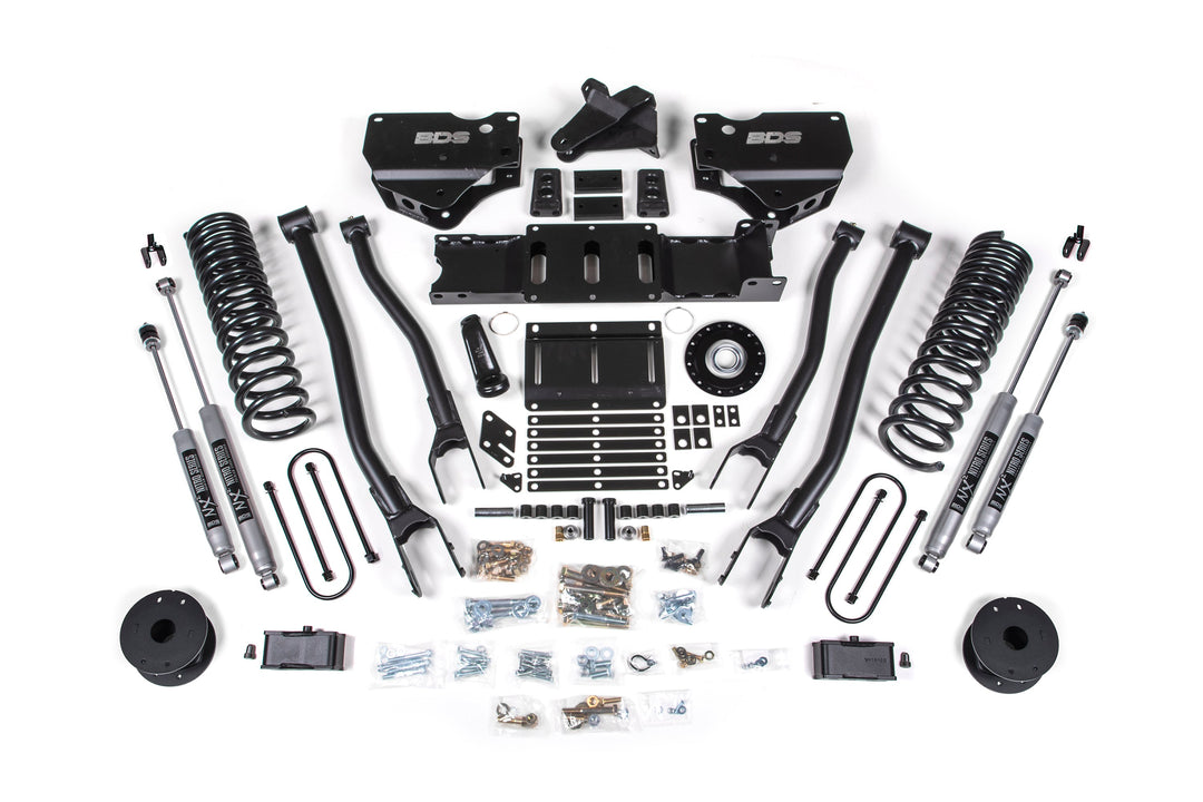 BDS Suspension 4 Inch Lift Kit w/ 4-Link Extended Travel Ram 3500 2025-2027 4WD Diesel - Coil Spring/Bump Stop Extension – NX2 Nitro Series – 3 Inch Block Kit with OE Air Assist