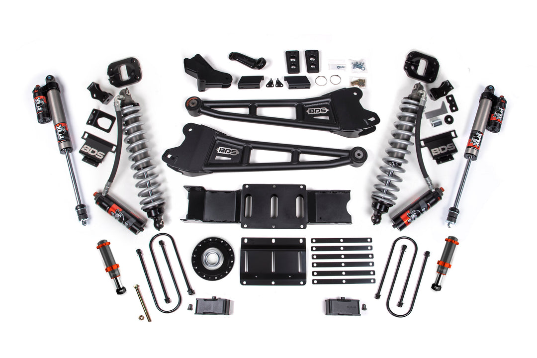 BDS Suspension 4 Inch Lift Kit w/ Radius Arm Extended Travel Ram 3500 2025-2027 4WD Diesel - Coil-Over/FOX 2.0 Hydro Bump Stop – FOX 2.5 Performance Elite – 2 Inch Block Kit Without Overload