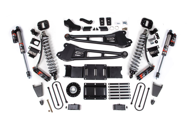 BDS Suspension 4 Inch Lift Kit w/ Radius Arm Extended Travel Ram 3500 2025-2027 4WD Diesel - Coil-Over/Rubber Bump Stop – FOX 2.5 Performance Elite – 2 Inch Block Kit Without Overload
