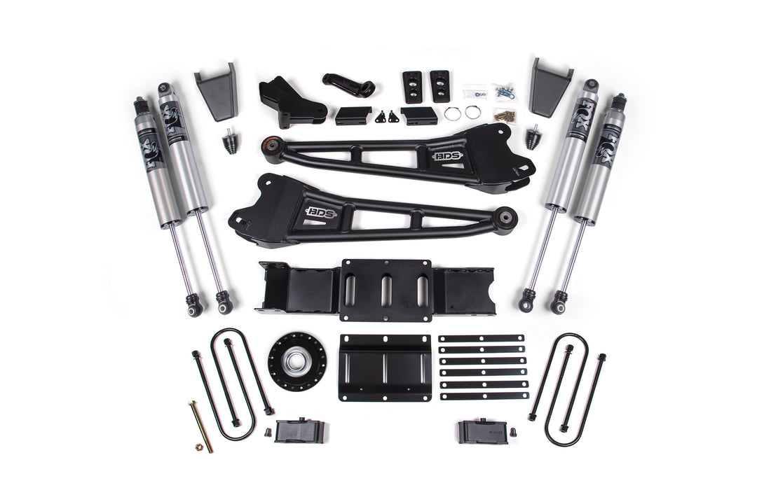 BDS Suspension 4 Inch Lift Kit w/ Radius Arm Extended Travel Ram 3500 2025-2027 4WD Diesel - Coil-Over/Rubber Bump Stop – FOX 2.5 Performance Series HTO – 2 Inch Block Kit Without Overload