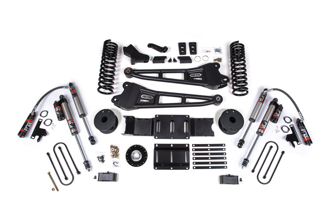 BDS Suspension 4 Inch Lift Kit w/ Radius Arm Extended Travel Ram 3500 2025-2027 4WD Gas - 3 Inch Block Kit with OE Air Assist / FOX 2.5 Performance Elite