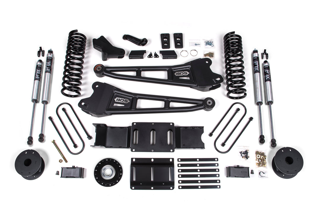BDS Suspension 4 Inch Lift Kit w/ Radius Arm Extended Travel Ram 3500 2025-2027 4WD Diesel - Coil Spring/Bump Stop Extension – FOX 2.0 Performance Series – 3 Inch Block Kit with OE Air Assist