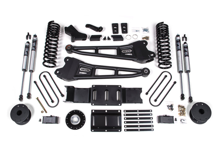 BDS Suspension 4 Inch Lift Kit w/ Radius Arm Extended Travel Ram 3500 2025-2027 4WD Diesel - Coil Spring/Bump Stop Extension – FOX 2.0 Performance Series – 3 Inch Block Kit with OE Air Assist