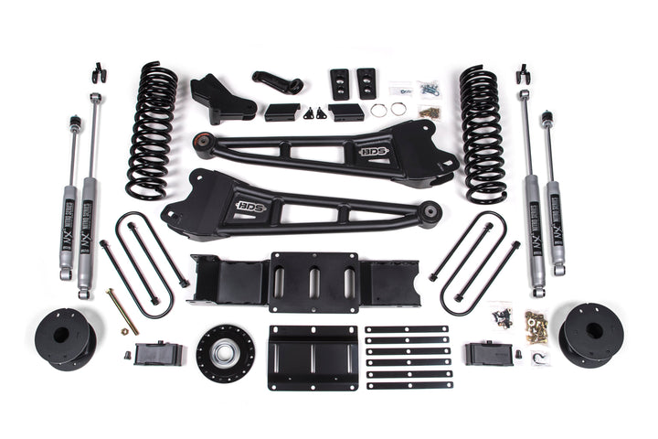 BDS Suspension 4 Inch Lift Kit w/ Radius Arm Extended Travel Ram 3500 2025-2027 4WD Diesel - Coil Spring/Bump Stop Extension – NX2 Nitro Series – 3 Inch Block Kit with OE Air Assist
