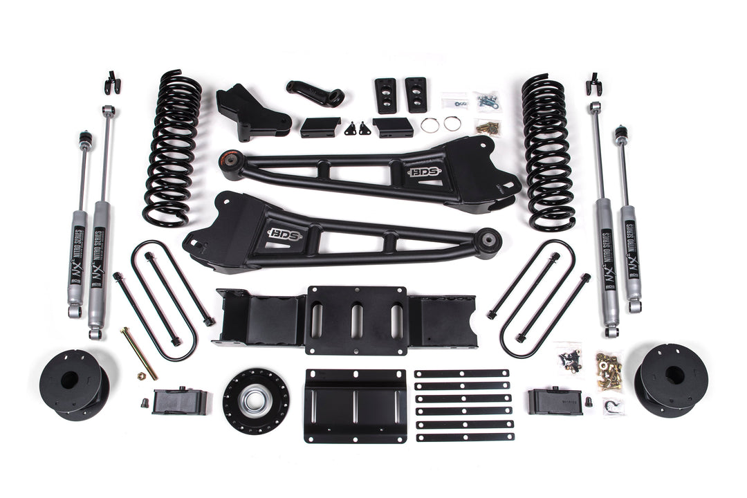 BDS Suspension 4 Inch Lift Kit w/ Radius Arm Extended Travel Ram 3500 2025-2027 4WD Gas - 3 Inch Block Kit with OE Air Assist / NX2 Nitro Series